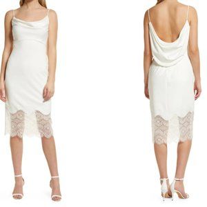White Drape Neck Midi Dress, SHO BY TADASHI SHOJI
